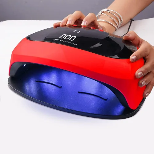Vista 3 de Lámpara de uñas LED UV, 72 W para el hogar y el salón, secador de uñas LED para esmalte de gel con sensor automático/ajuste de 4 temporizadores