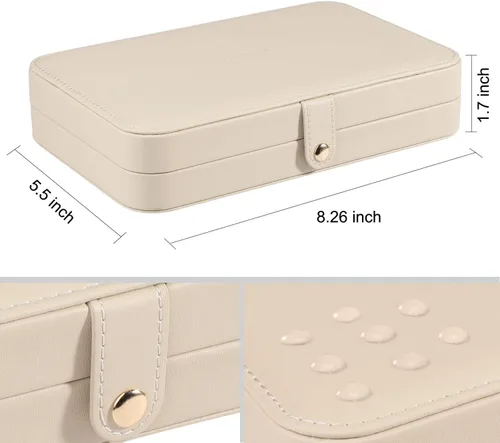 Vista 6 de LANDICI Joyero pequeño para mujeres y niñas, estuche organizador de joyas de viaje de piel sintética, soporte portátil de almacenamiento de joyas