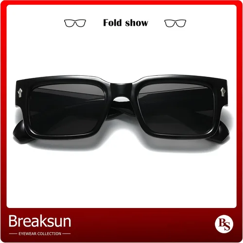 Vista 6 de Breaksun Gafas de sol rectangulares gruesas para mujeres y hombres, lentes de sol cuadrados gruesos de los años 90, lentes de sol de cara pequeña