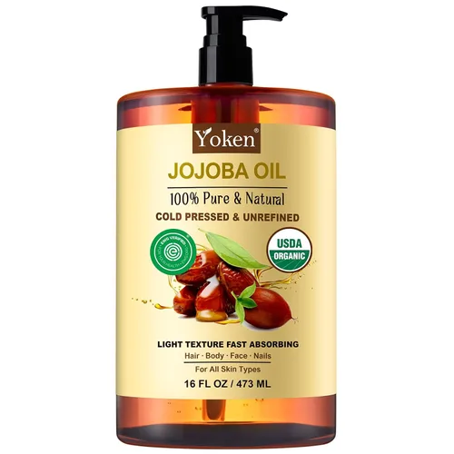 Vista 9 de Yoken Aceite de jojoba orgánico USDA prensado en frío, 8 onzas líquidas, 100% puro y natural, aceite de jojoba sin refinar para masajes faciales
