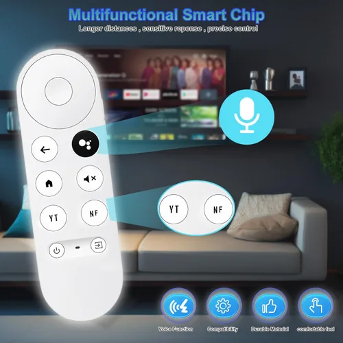 Vista 3 de Control remoto de repuesto con control de asistente de voz para Chromecast con Google TV (G9N9N) – Compatible con Google TV Streamer & Stick 4K/HD