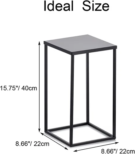 Vista 5 de Soporte de pedestal negro para plantas, 2 piezas, soporte de metal para plantas, soporte de flores de 15.75 pulgadas de alto, soporte para flores