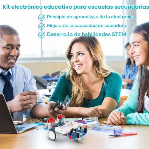 Vista 5 de WHDTS kit de manualidades para construir auto de monitoreo inteligente D2-5, para competencias escolares. 1 Pack-soldadura de seguimiento de coche