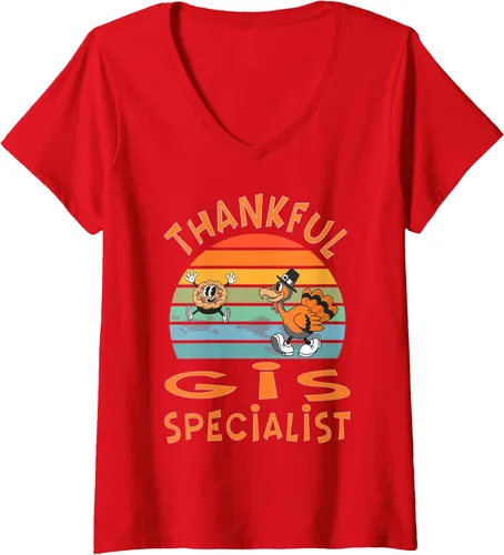 Vista 5 de Womens GIS Specialist Job Funny Thanksgiving V-Neck T-Shirt