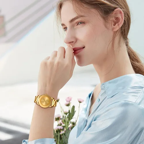 Vista 4 de SKMEI Relojes analógicos minimalistas de lujo para mujer con diamantes de negocios casual de cuarzo delicado reloj de pulsera para hombres relojes