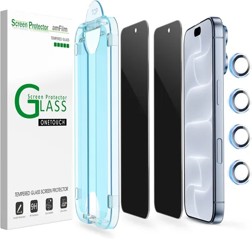 Vista 18 de amFilm Protector de pantalla OneTouch Privacy para iPhone Air 17 de 6.5'' + Protector de lente de cámara Instalación con alineación automática