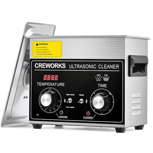 Vista 12 de CREWORKS Limpiador ultrasónico de 2 litros con Degas y modos suaves, máquina de limpieza ultrasónica de acero inoxidable de 60 W con calentador