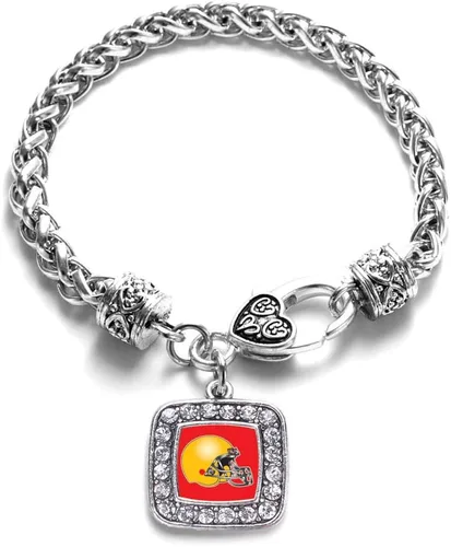 Vista 138 de Pulsera de dijes cuadrados de plata con joyería de circonita cúbica