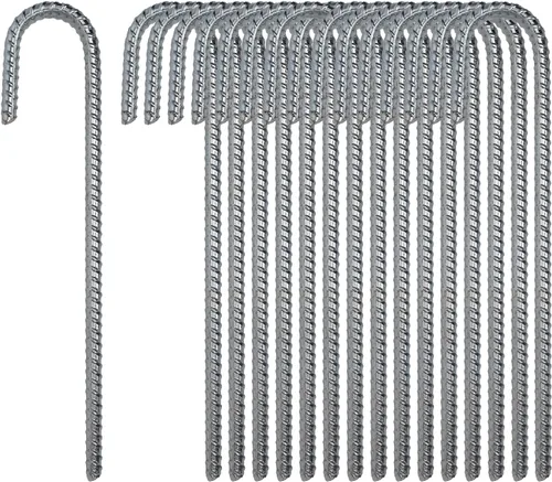 Vista 19 de Pinnacle Mercantile - Juego de estacas de refuerzo con extremo en forma de gancho, resistentes, acero inoxidable, 12 pulgadas, punta cincelada