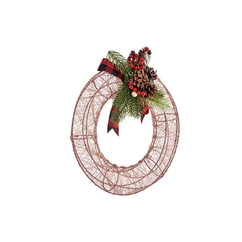 Vista 2 de Corona de Navidad Krist+ Champagne Metal 29 x 12 x 30 cm