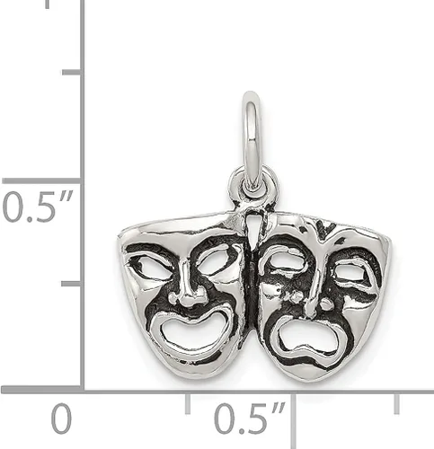 Vista 4 de ICE CARATS Dije de plata de ley 925 con diseño vintage de comedia y tragedia, para arte, teatro, danza, joyería fina para mujer, regalos para ella