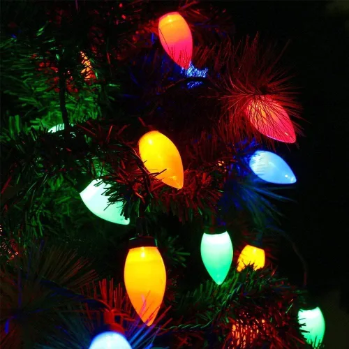 Vista 2 de Luces de Navidad con Bombillas C9, 33 pies, 50 LEDs Guirnaldas de Luces de Navidad para Exteriores, 5 Juegos Conectables, IP65 Impermeable