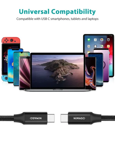 Vista 7 de Cable NIMASO USB C 3.1 Gen 2 de transferencia de datos de 10 Gbps, cable de monitor de salida de video 4K, carga rápida PD de 100 W para iPhone