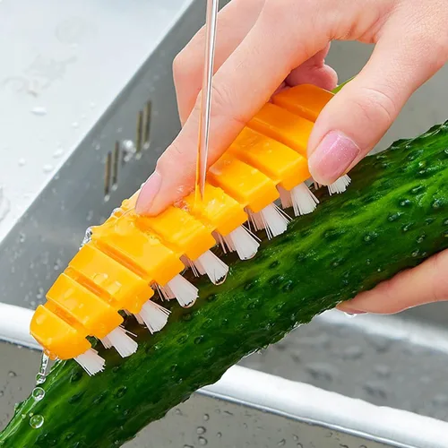 Vista 3 de Openfly Cepillo flexible para frutas y verduras, pelador de verduras/frutas con cepillo de frutas flexible para alimentos, verduras, zanahoria