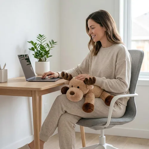 Vista 4 de WEIGEDU Adorable caribou - Peluche de reno y alce peludo, juguete de peluche para niños, bebés, niños, decoración de cumpleaños, hora de dormir, 13