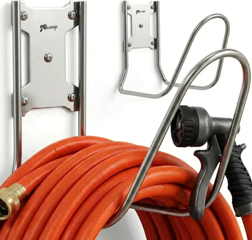 Vista 9 de JBscoop Soporte de manguera grande de acero inoxidable, colgador de manguera resistente (1)