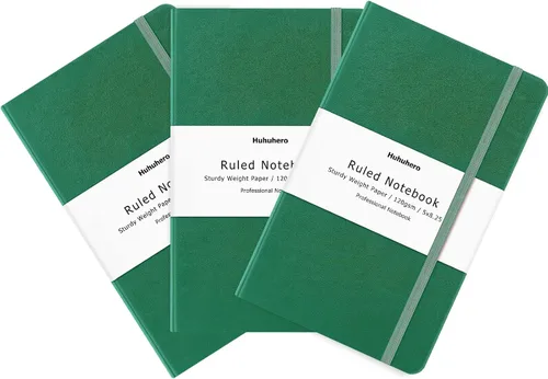 Vista 9 de Huhuhero Cuaderno Diario, Diario de Líneas Rayadas, Tapa Dura Papel Premium Grueso de 120gsm con Cuaderno de Cuero Sintético para Escribir