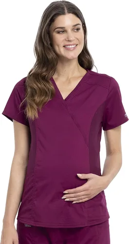 Vista 10 de Cherokee WW Revolution Mock Wrap - Camiseta de maternidad elástica en 2 direcciones Negro