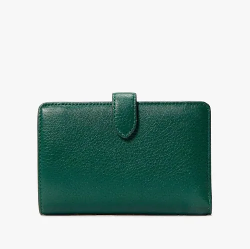 Vista 3 de Kate Spade New York Leila Cartera plegable compacta mediana de cuero jade profundo, Jade profundo, Billetera plegable