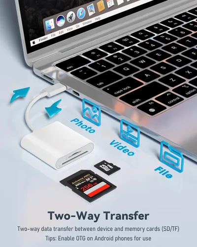 Vista 3 de Lector de tarjetas SD USB-C, adaptador SD/MicroSD de doble ranura