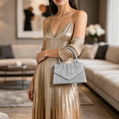 Vista 6 de Bolso de noche brillante para mujer, bolso de mano pequeño y brillante para mujer, para boda, fiesta, bolso de hombro para mujer