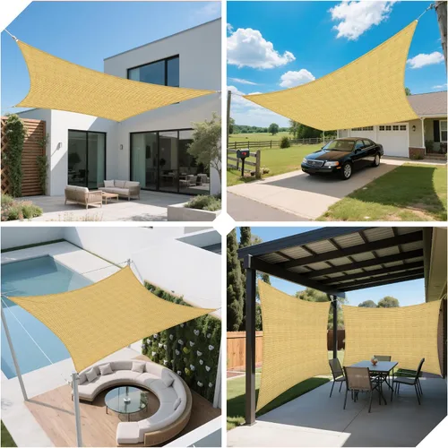 Vista 4 de Toldo cuadrado de 6 x 6 pies para bloquear la luz solar para patio al aire libre, jardín, patio, terraza, pérgola (arena)
