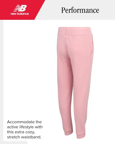 Vista 6 de New Balance Pantalones deportivos para niña, forro polar de mezcla de algodón suave con cordón y bolsillos (tallas 8-16)