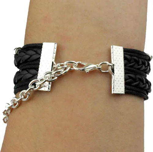 Vista 2 de VONDER - Pulsera de cuero trenzado para mujer, diseño de árbol de la vida, aleación