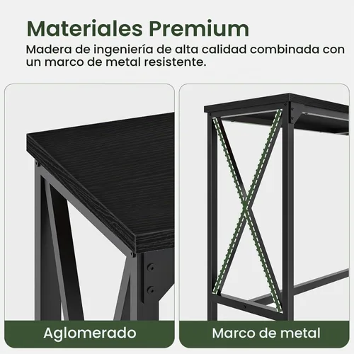 Vista 8 de CHOEZON Mesa de bar de 55 pulgadas, mesa de comedor de cocina con toma de corriente y reposapiés, estilo industrial, para pub, sala de estar, marrón