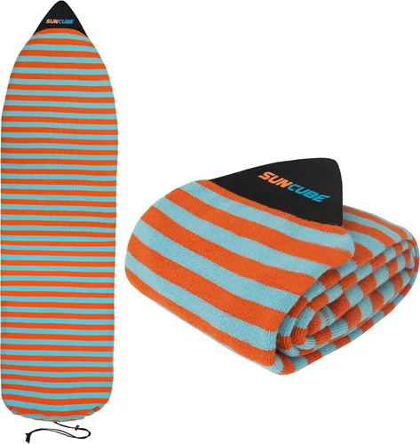 Vista 10 de SUN CUBE Funda para calcetín para tabla de surf, bolsa protectora para tabla de surf, ligera, elástica, para longboard, híbrido, tabla corta