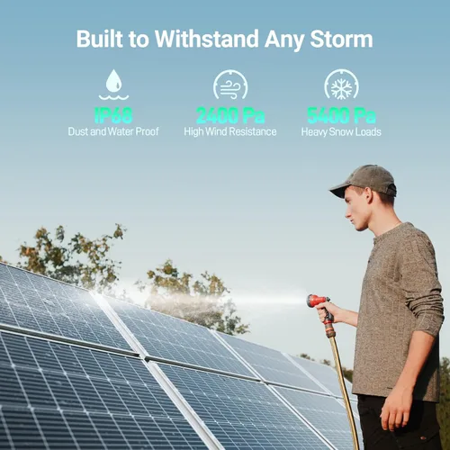 Vista 6 de HQST Panel solar bifacial de 100 W, 12 V, alta eficiencia de hasta un 25 % con tecnología de células PERC, impermeable IP68 para un mejor