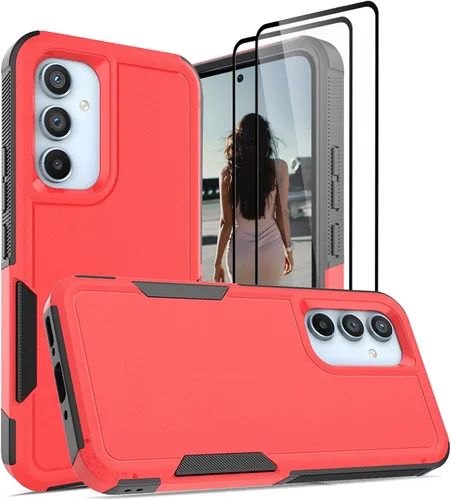 Vista 87 de Jeylly Compatible con Samsung Galaxy A22 5G Funda, Funda Samsung A22 5G con 2pcs protectores de pantalla de vidrio templado