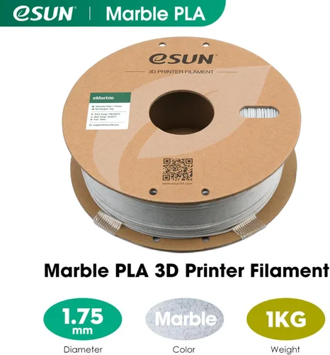 Vista 2 de eSUN Filamento PLA de mármol de 0.069 in, carrete de 2.2 lbs, filamento de impresión 3D para impresoras 3D, color mármol