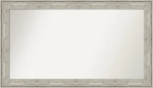 Vista 173 de Amanti Art Espejo de baño plateado para sobre el fregadero, 28 x 37 pulgadas, elegante espejo rectangular de peltre cepillado, marco de madera