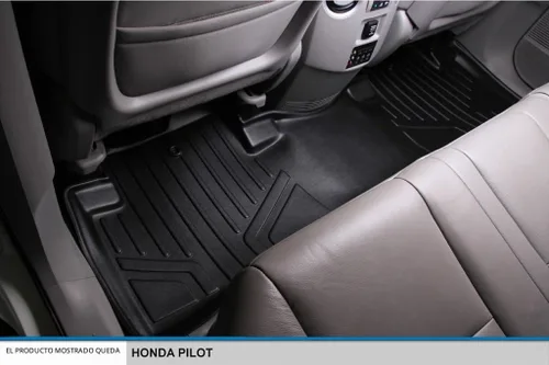 Vista 4 de SMARTLINER Juego de alfombrillas de piso de ajuste personalizado de 2 filas para Honda Pilot 2009-2015 Negro