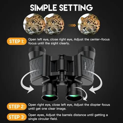 Vista 3 de Prismáticos HD de 8 x 40 para adultos, impermeables y compactos para observación de aves, viajes, visión con poca luz, agarre antideslizante, óptica