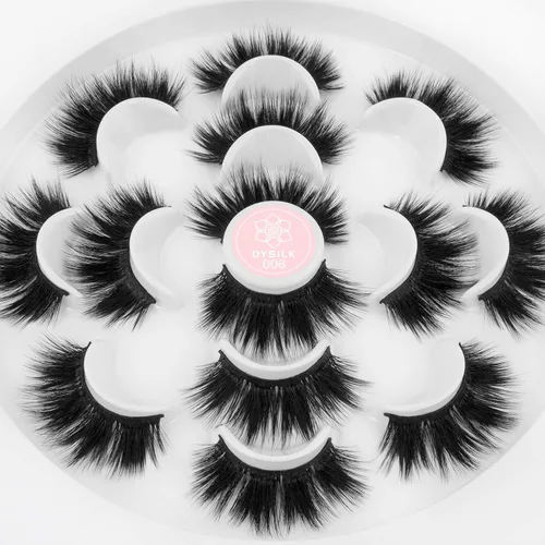 Vista 8 de DYSILK Pestañas postizas naturales de visón 6D, aspecto dramático, pestañas postizas esponjosas, extensión de maquillaje, pestañas largas hechas a
