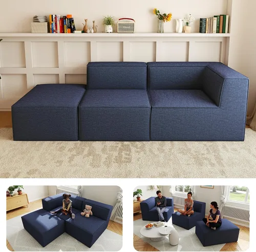 Vista 16 de Sofá Seccional Modular de 38", Juego de Asientos de Sofá Convertible en Cubo Comprimido, Combina Forma de L y Forma de U, Ensamblaje Fácil, Ahorro