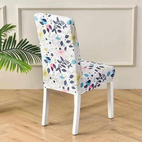 Vista 4 de Juego de 4 fundas para sillas de comedor, elásticas de elastano estampadas, fundas para sillas de comedor, lavables, extraíbles para sillas Parsons
