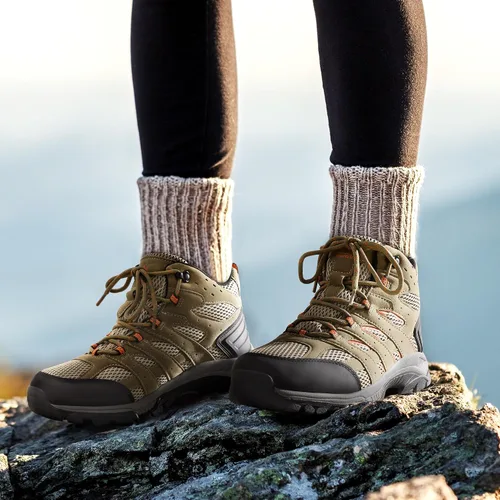 Vista 2 de NORTIV 8 Botas de senderismo impermeables para mujer, botas ligeras para senderismo al aire libre