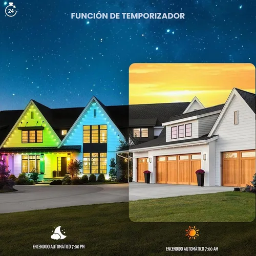 Vista 3 de Luces RGB permanentes para exteriores de 150 pies - Luces LED inteligentes impermeables para aleros con aplicación/control remoto, sincronización