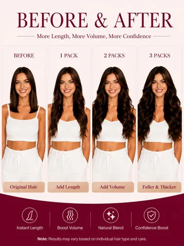 Vista 9 de Moresoo Extensiones de cabello humano real para coser, color negro natural