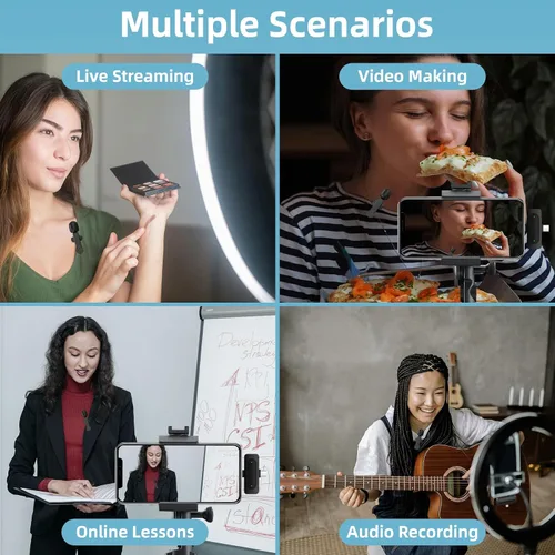 Vista 9 de Micrófono Lavalier inalámbrico para iPhone, Android y iPad, mini micrófono de teléfono con cancelación de ruido, USB C, micrófono de solapa Lav