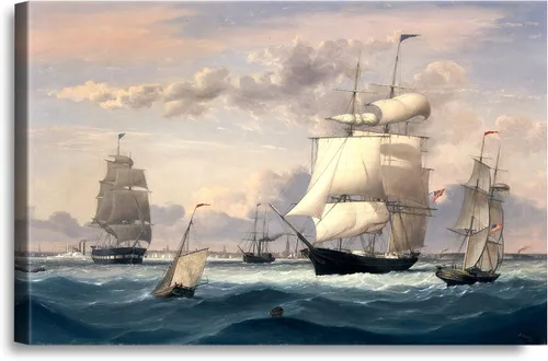 Vista 77 de A&T ARTWORK A Brisk Breeze por Willem van de velde Reproducciones de pintura de velero, impresiones en lienzo giclée para decoración del hogar, 20 x