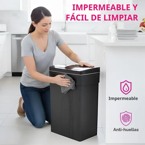 Vista 3 de PayLessHere Basurero de 13 galones / 50 L con tapa, cubo de basura de plástico para cocina, basurero automático sin tacto con sensor de movimiento