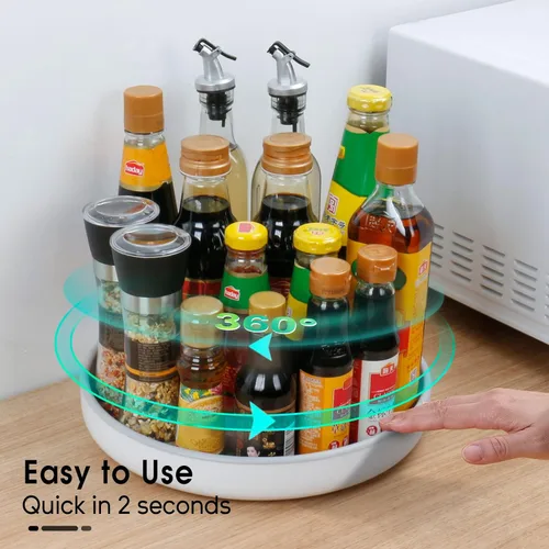 Vista 2 de LAMY Lazy Susan Organizador, paquete de 2 platos giratorios Lazy Susan de 10 pulgadas para gabinete, refrigerador, mesa de comedor y mesa
