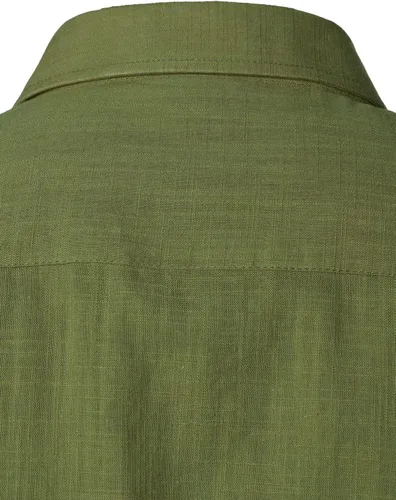 Vista 6 de ZEROYAA Camisas de lino y algodón ajustadas para hombre, de manga corta, con botones, ligeras, para la playa, con bolsillo