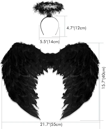Vista 4 de Hyperzoo Angel Wing with Halo Headband for Girls Halloween Xmas Party Angel Costume for WomenGirlsToddler