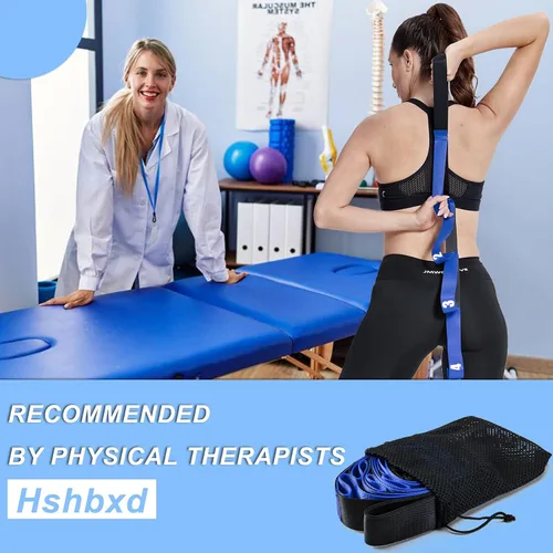 Vista 6 de Correa elástica con bucles, bandas elásticas de piernas para ejercicio, correa de yoga para terapia física, cinturón de estiramiento de fascia