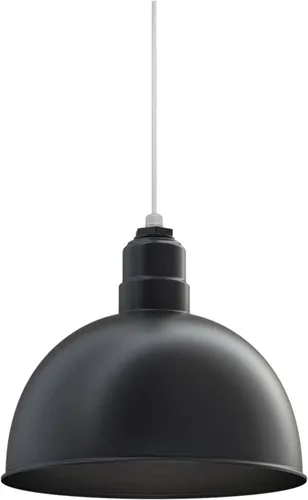 Vista 61 de Steel Lighting Co. Colgante de cuenco rosa Lámpara montada en el techo Cúpula de 15 pulgadas vástago de 12 pulgadas Estilo granero de acero
